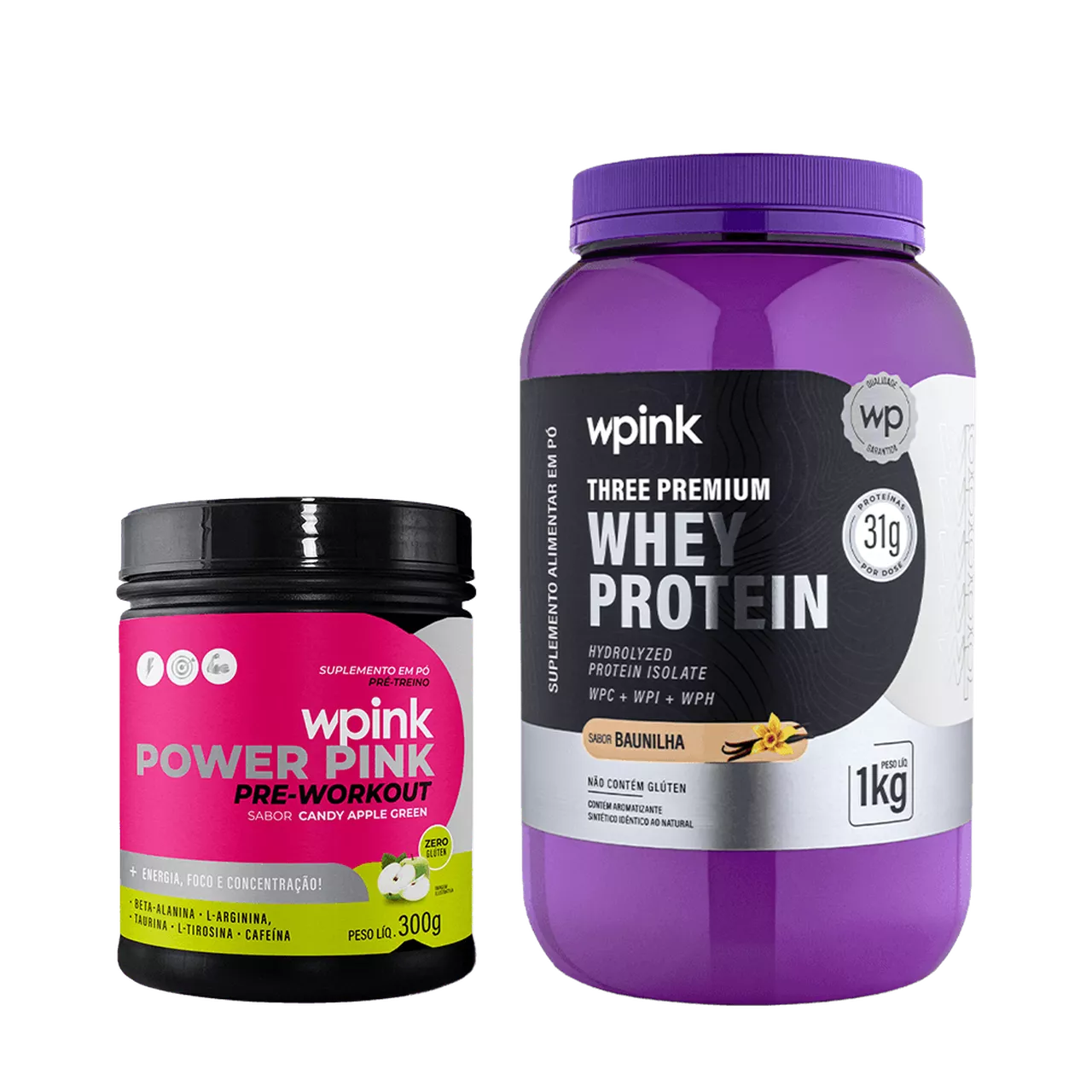whey protein baunilha – 1 kg + super power pink de maçã verde 300g