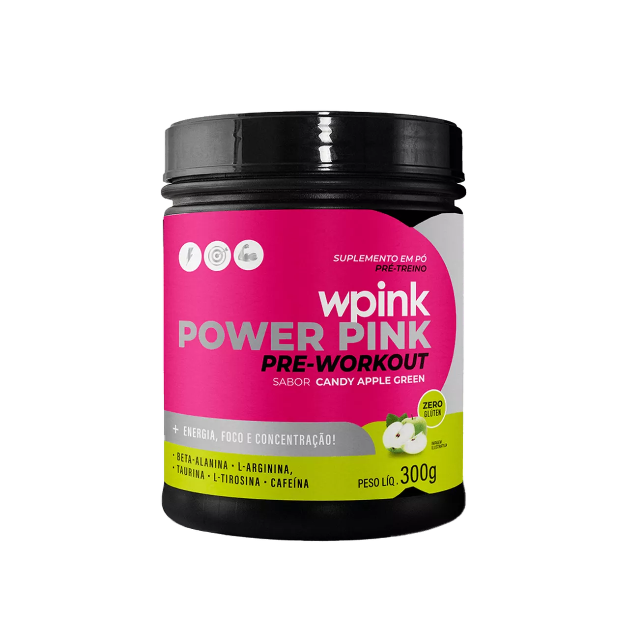 super power pink de maçã verde - pré-treino – 300g
