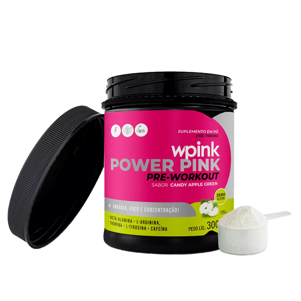 super power pink de maçã verde - pré-treino – 300g - Imagem 4