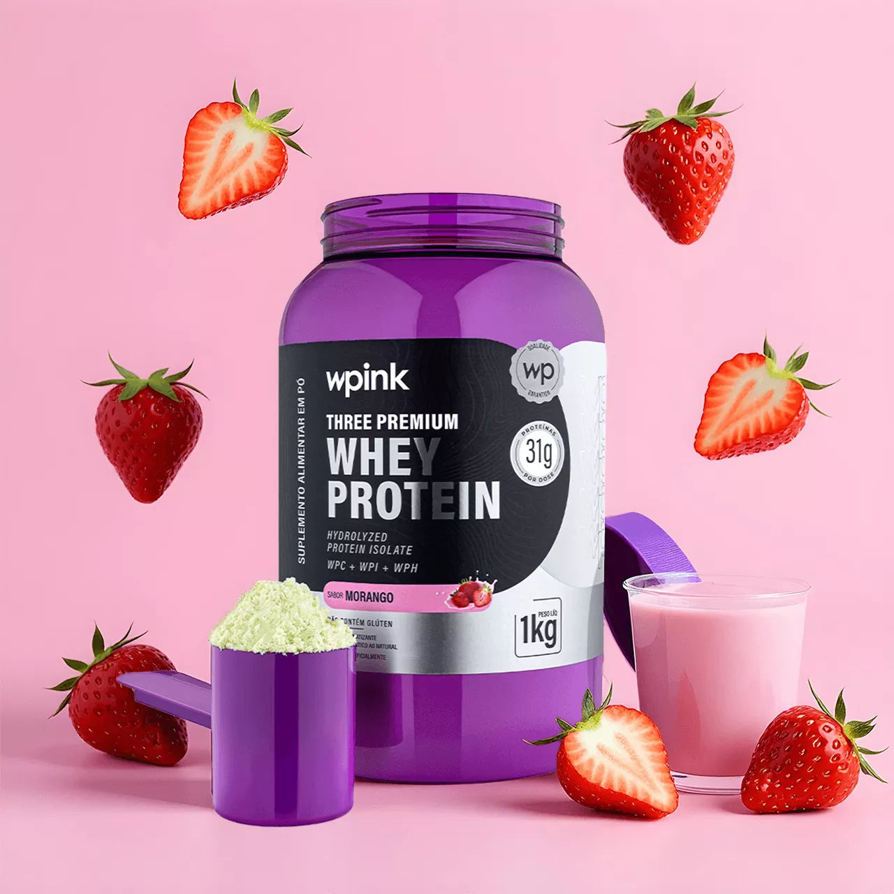 three premium whey protein morango 3W - (1kg) - Imagem 5