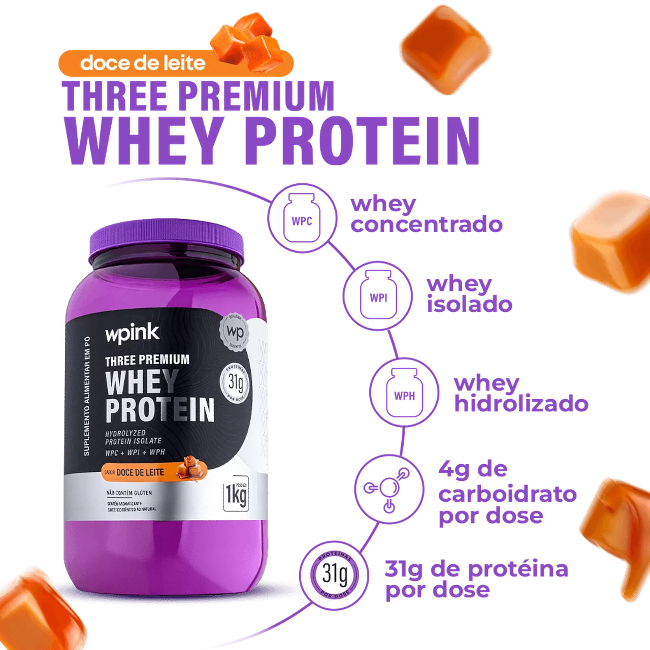 three premium whey protein doce de leite 3W - (1kg) - Imagem 2